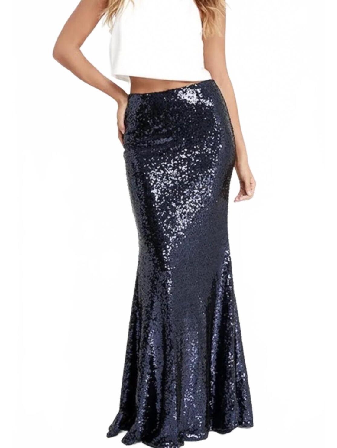 Maniju Mermaid Maxi Skirt S Maroon Sequin Formal Party Prom Nwot